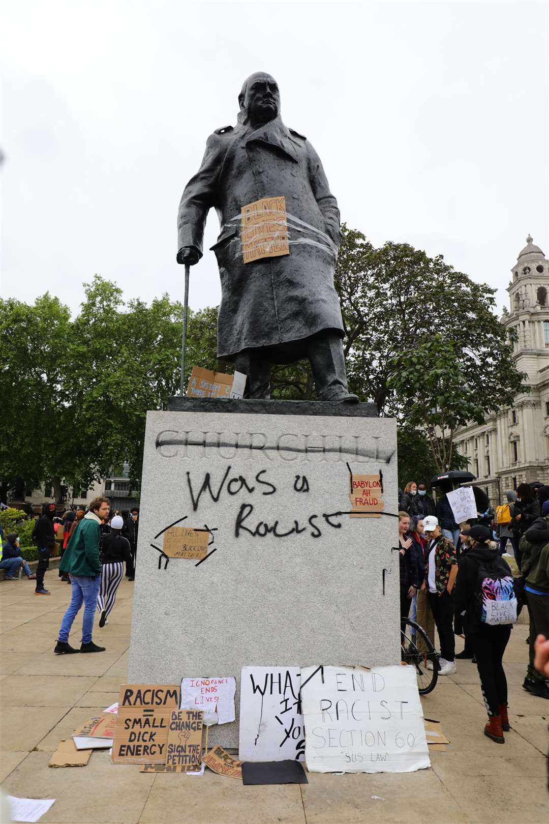 A statue of Winston Churchill was vandalised (Aaron Chown/PA)