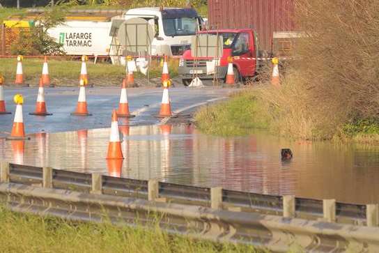 Bob Dunn way A206 closed due to flooding