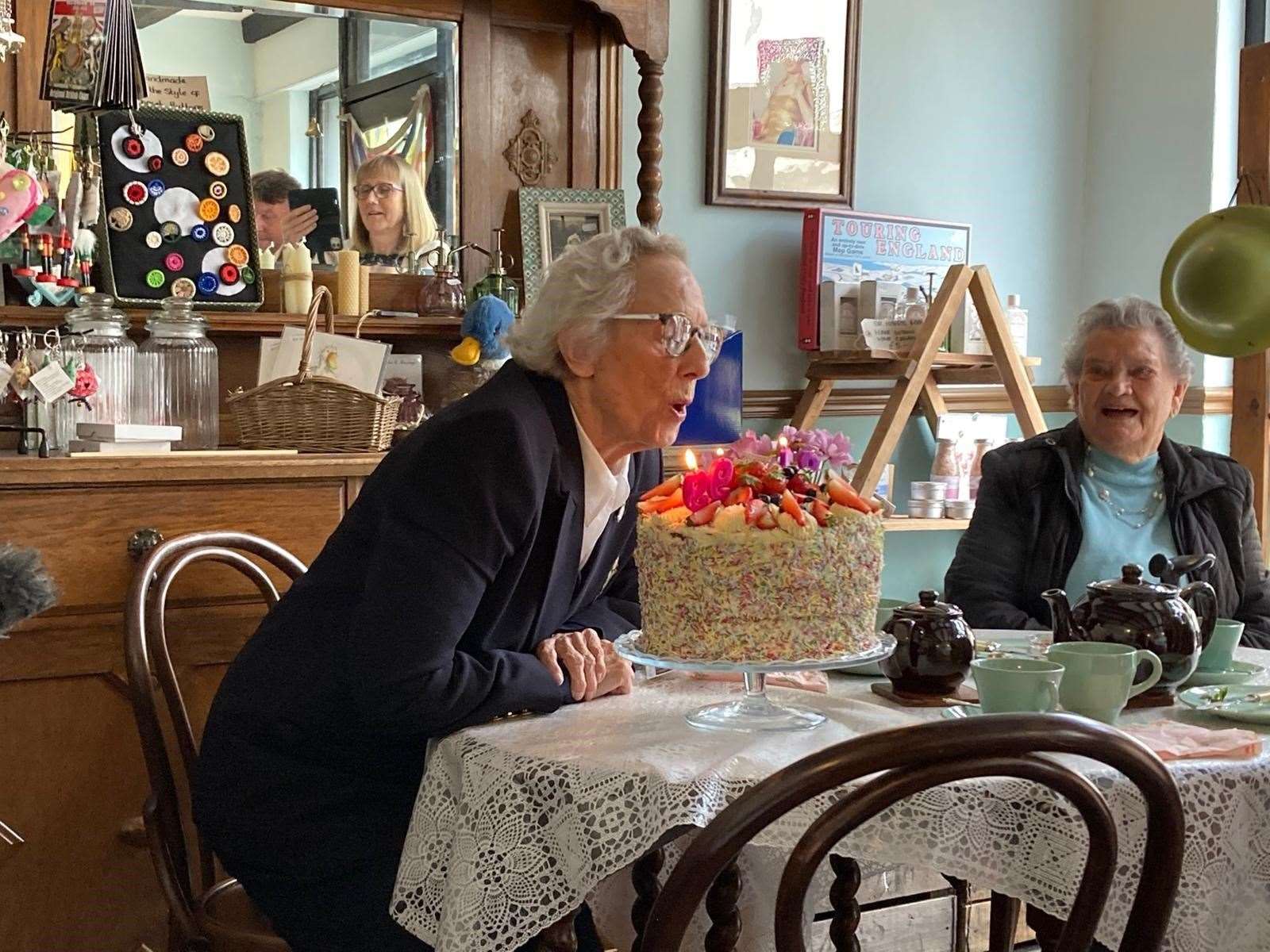 Iris Sheppard blowing out her birthday candles