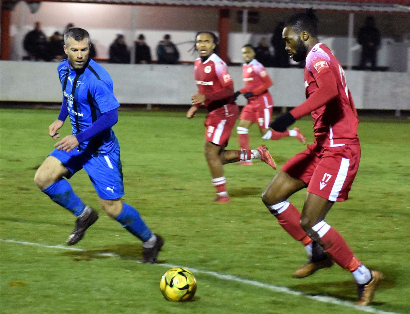 Hythe substitute Anthony Adesite on the attack against Steyning Town. Picture: Randolph File