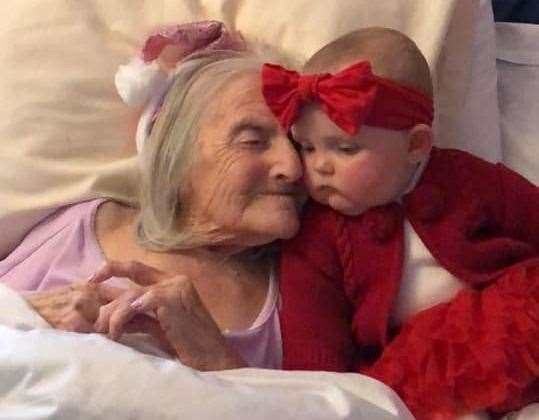 Edith Brittain with her great-great-granddaughter Cali-Sian Edie Lee