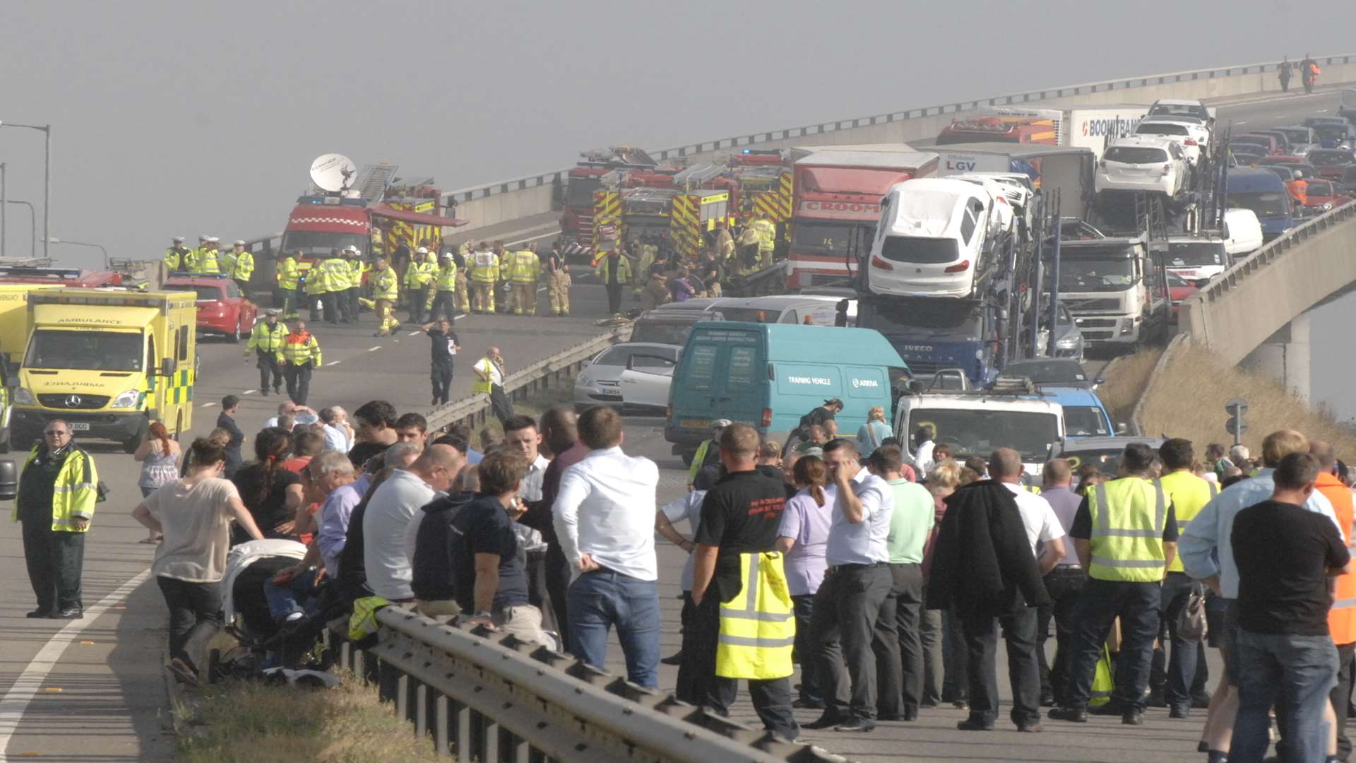 The scene of the Sheppey Crossing crash