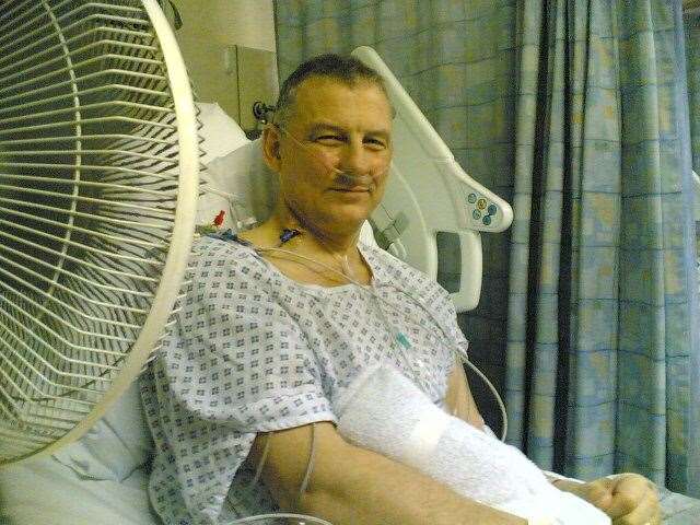 Greg Hutton having his heart valve replaced at the Royal Brompton Hospital in 2014 (Family handout/PA)