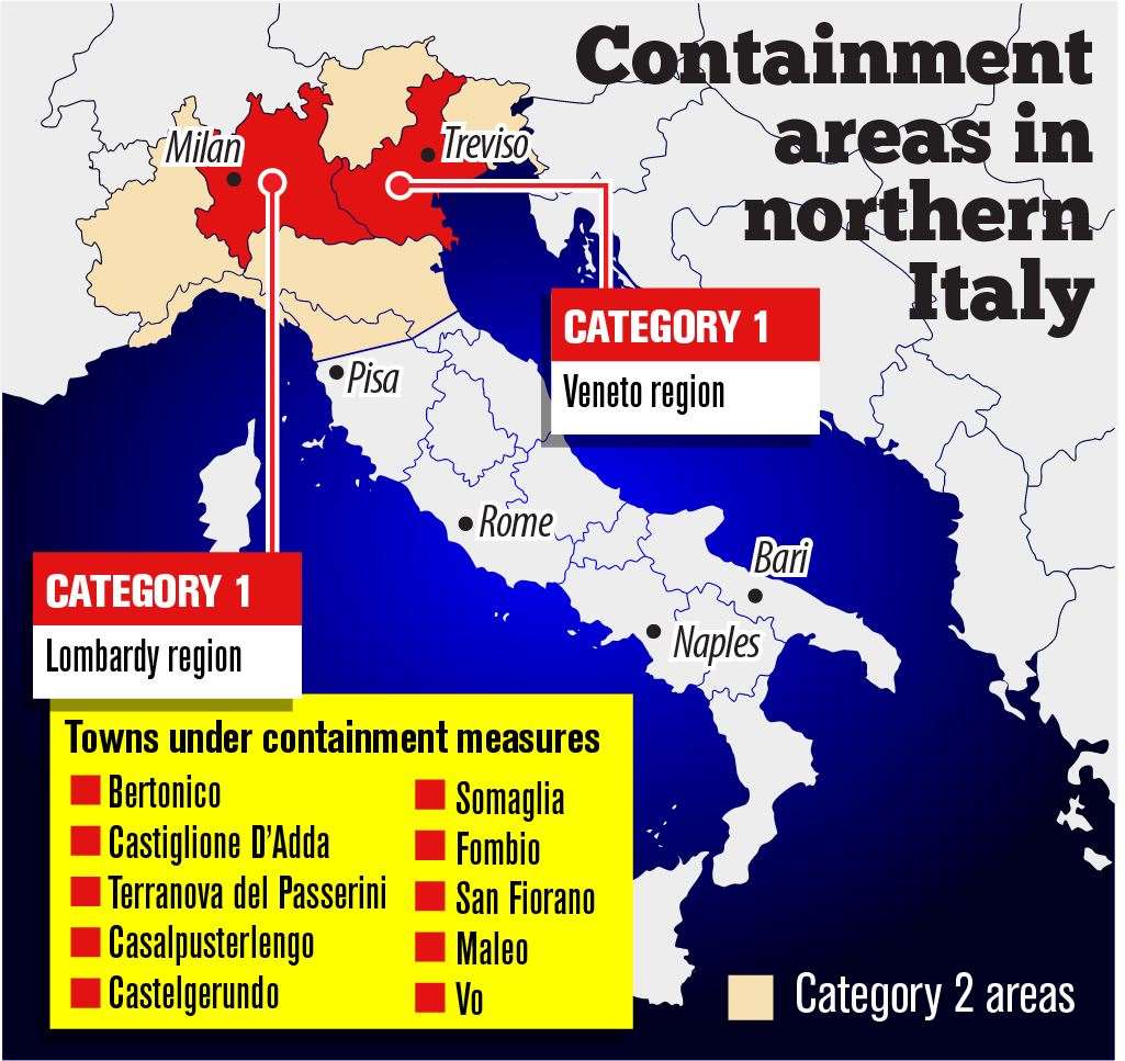 Pila is more than 260km away from virus-hit Lombardy