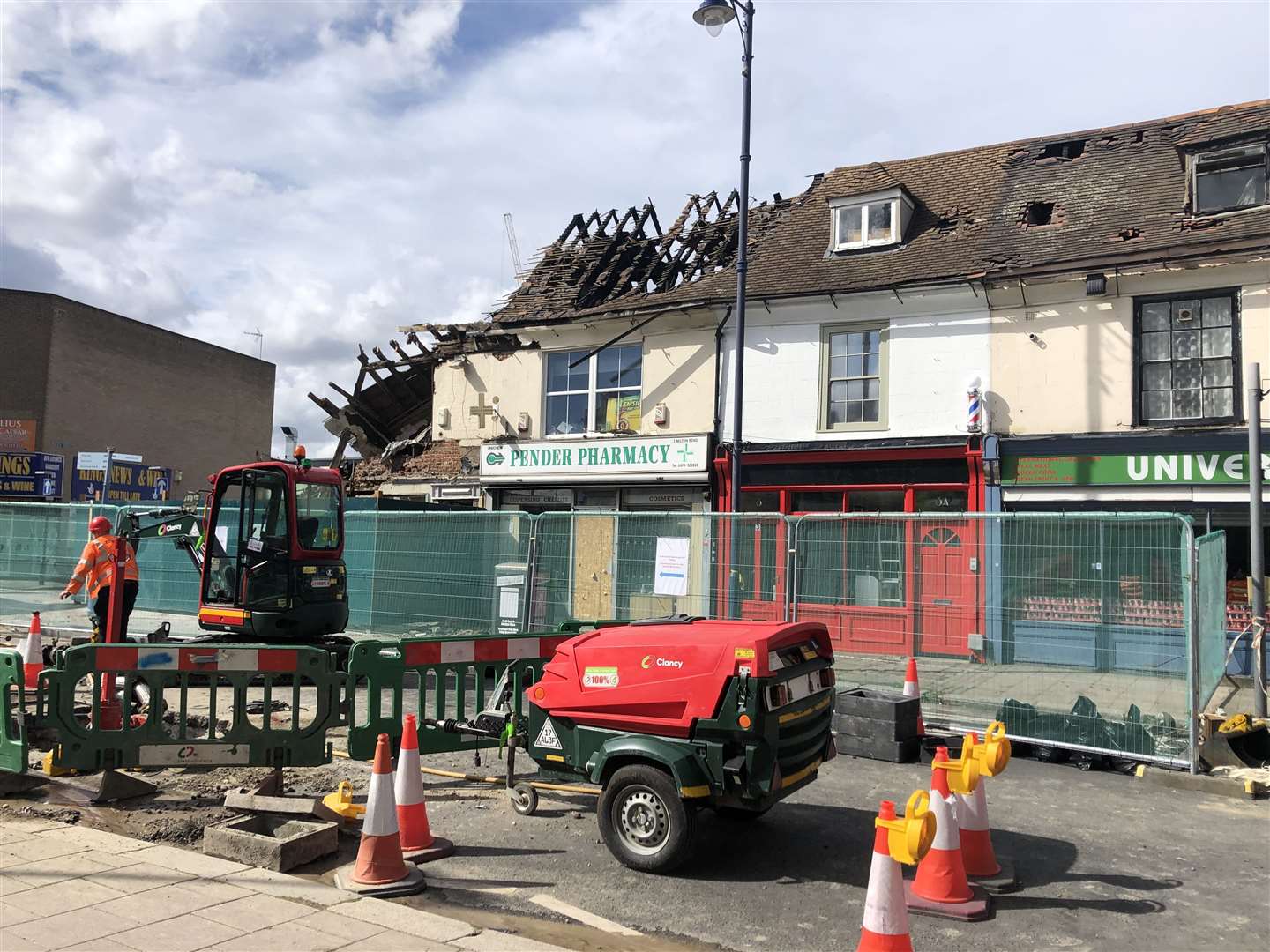 Work on the fire damage building in Queen Street, Gravesend