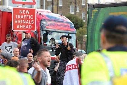 Anti-immigration protesters in Dover. Picture: Kevin Clark
