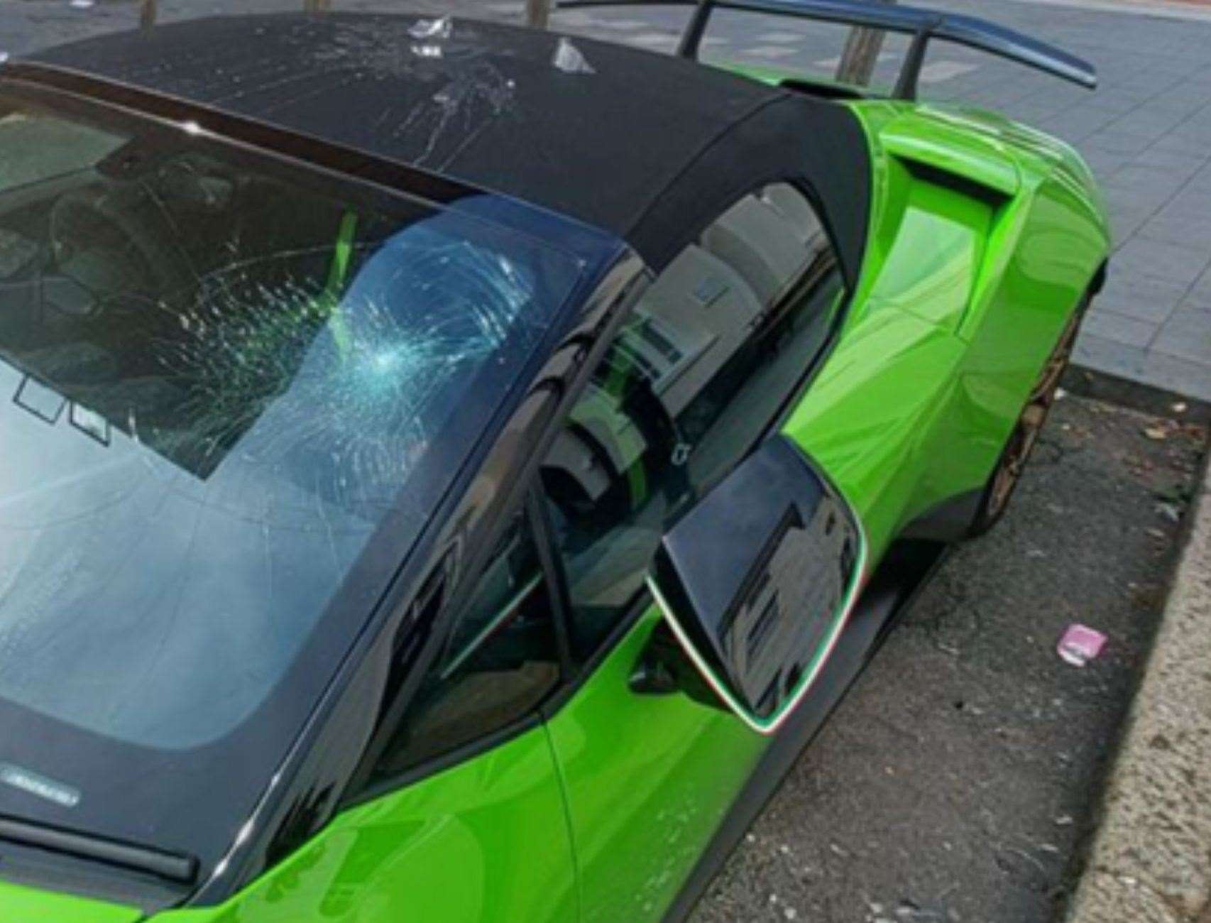 The damage caused by Darren Babbage to Mat Velvick's £250,000 Lamborghini. Picture: CPS South East