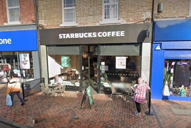 A window at Starbucks coffee shop in Sittingbourne high street was smashed. Picture: Google