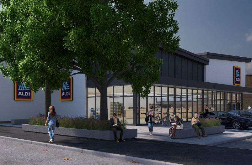 An artist's impression for the proposed new Aldi store in Deal