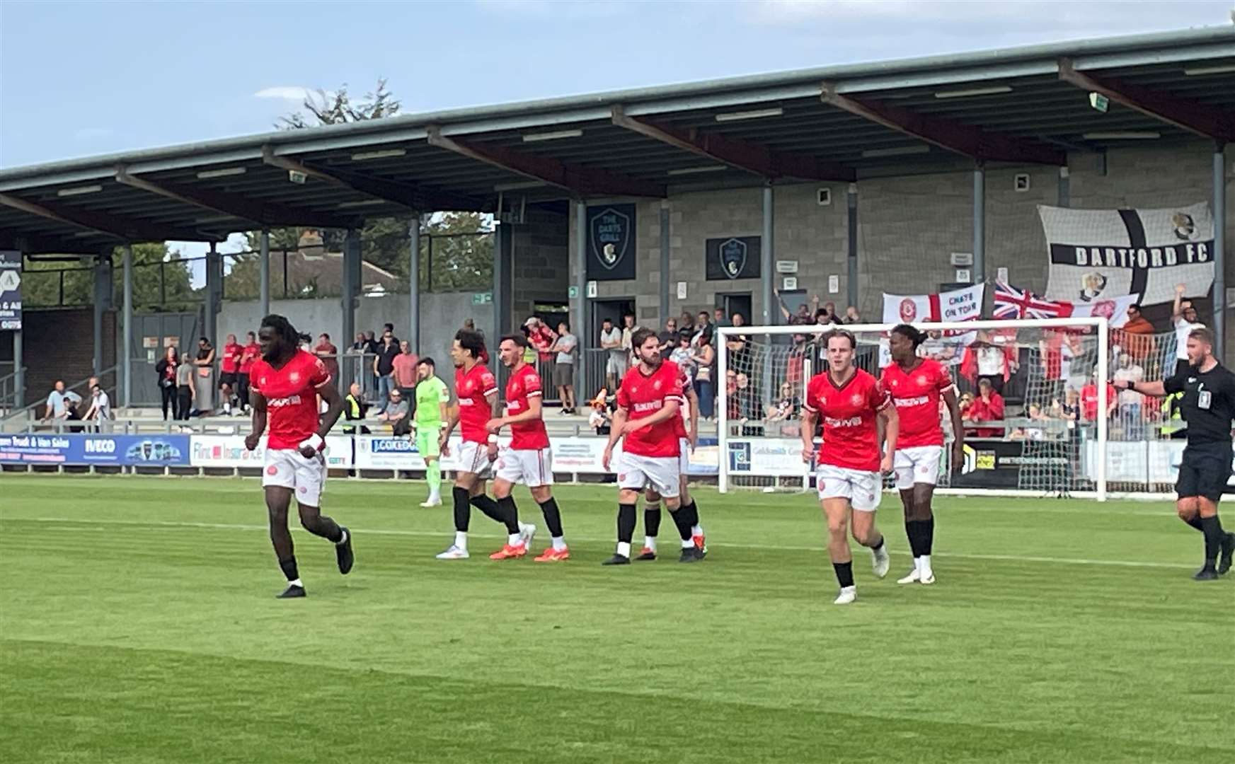 Chatham Town take the lead against Dartford in the opening half through Jamie Yila