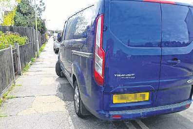 A van parks on a pavement in Whitstable