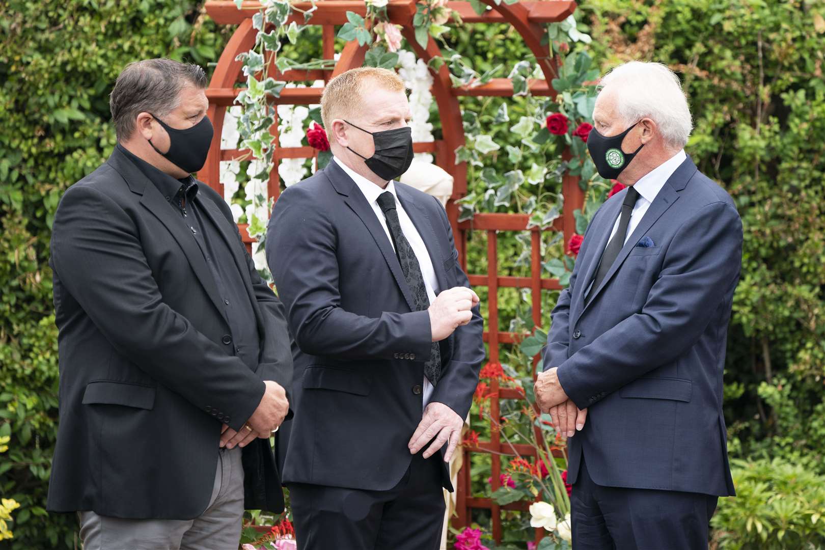 Former Celtic player and manager Neil Lennon, centre, was among the mourners (Jane Barlow/PA)