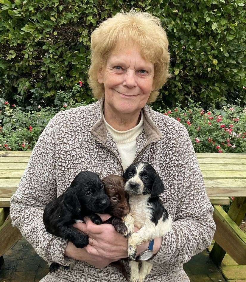 Lord Whisky Animal Sanctuary owner Margaret Todd with the new-born puppies