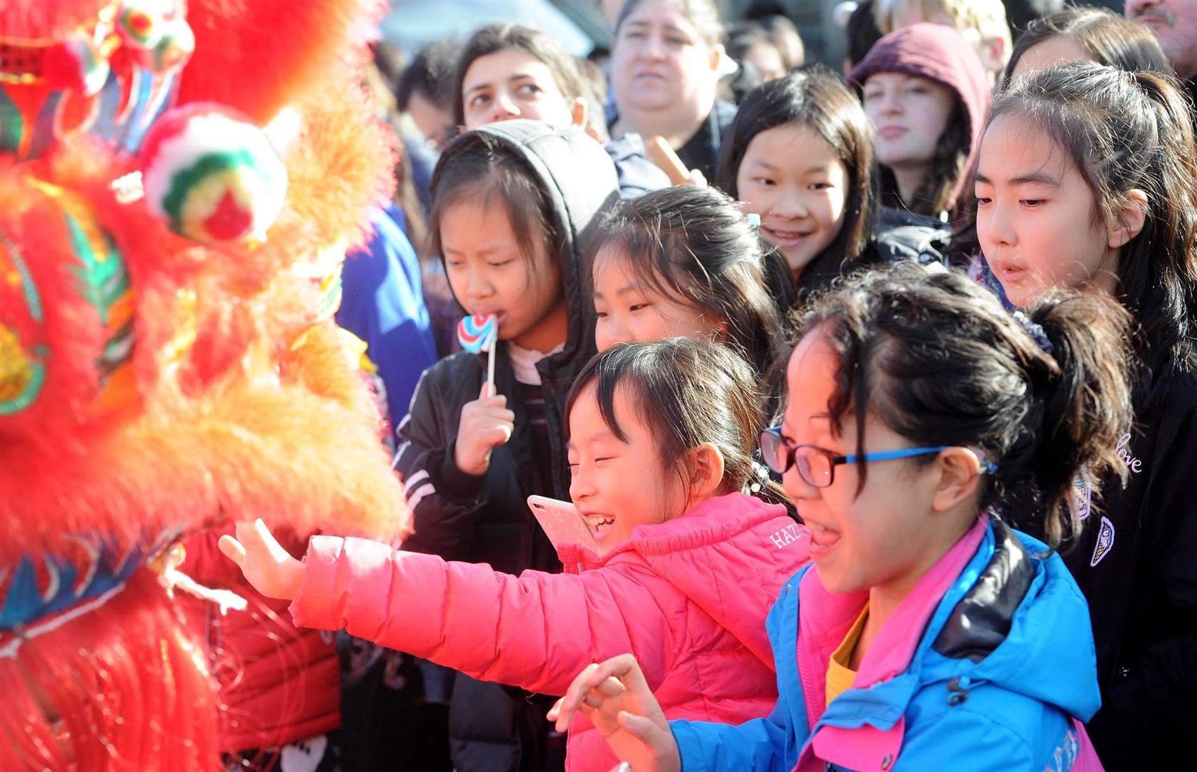 Traditional lion dances herald the Chinese New Year