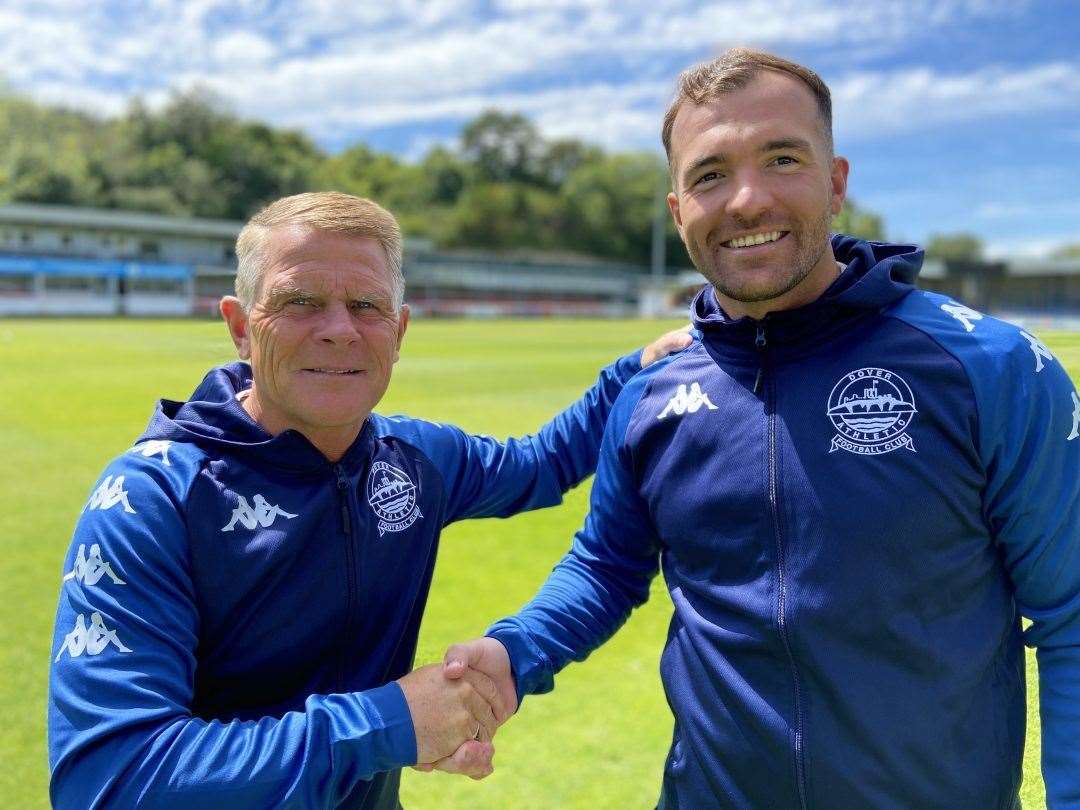 Dover boss Andy Hessenthaler with his new assistant, Mitch Brundle. Picture: Richard Harvey/DAFC