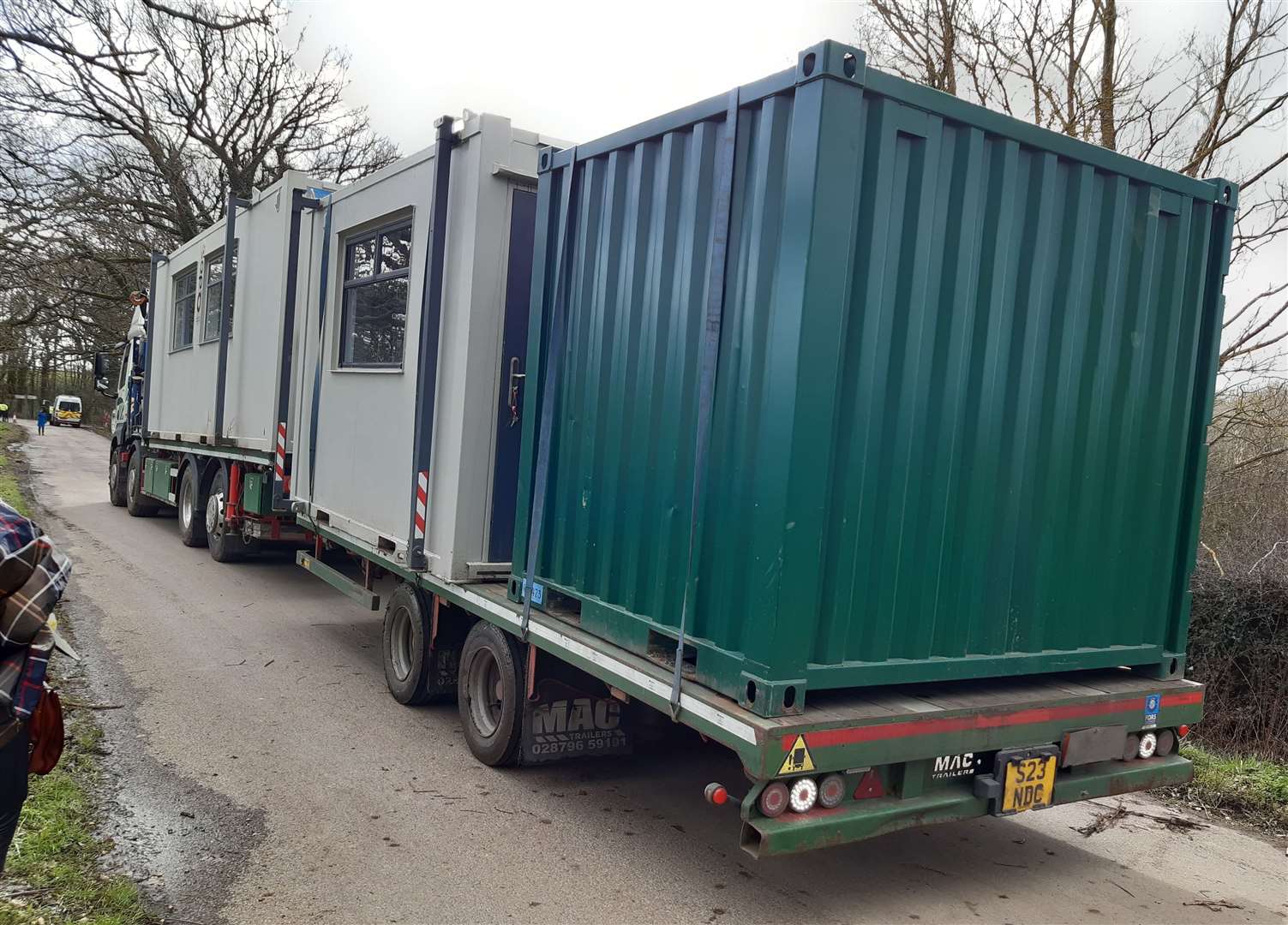 Welfare units arrived on the back of a lorry on Thursday