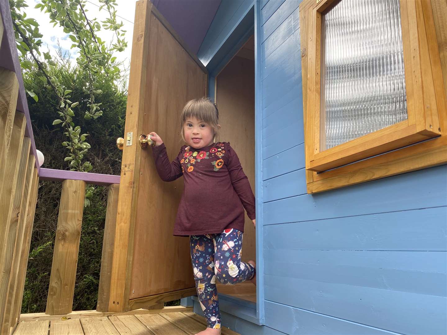 Five-year-old Rosie Kneen has enjoyed staying in the treehouse (Jason Kneen/PA)