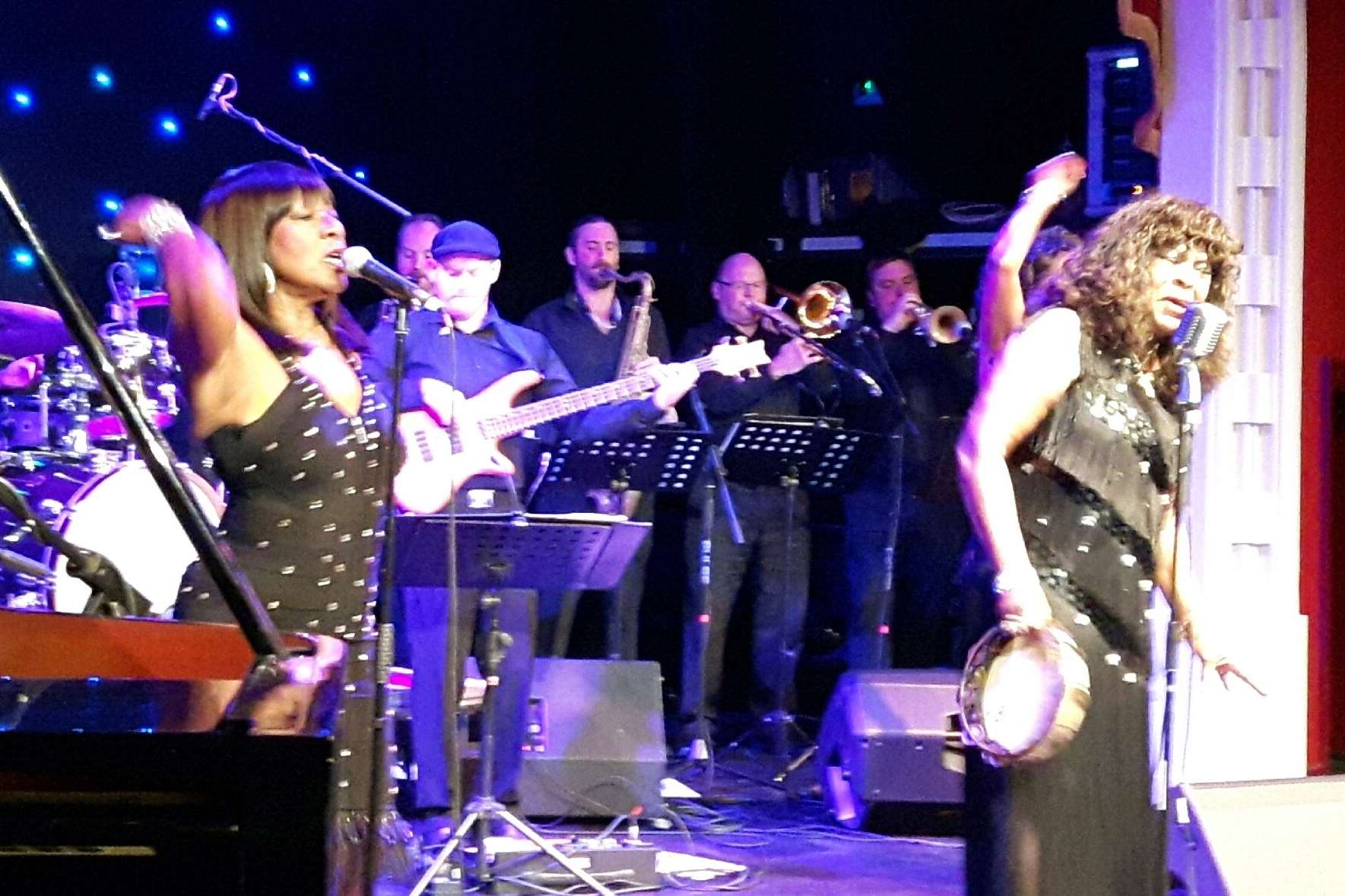 Martha Reeves, right, onstage at the Astor theatre with sister Lois