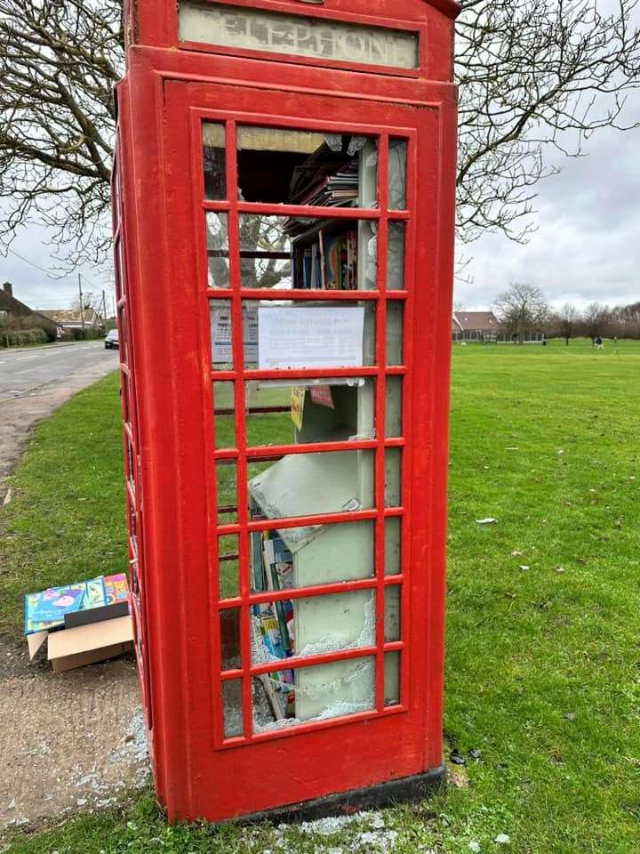 This incident happened just hours after repairs were made to the phone box following the previous vandalism. Picture: Cllr Linda Harman
