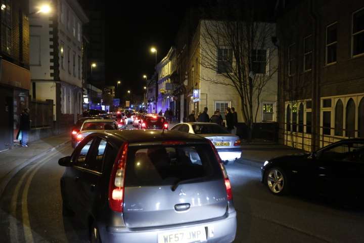 The rooftop protest in Maidstone town centre is causing major traffic problems