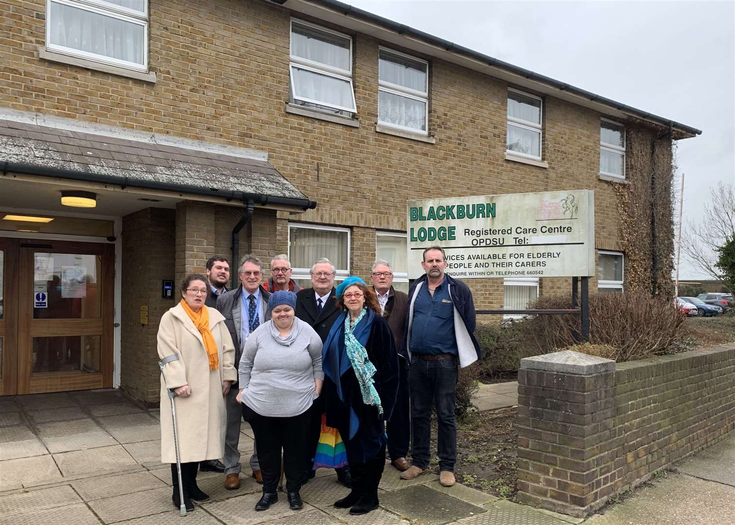 Members of the pressure group outside Blackburn Lodge in Broadway, Sheerness