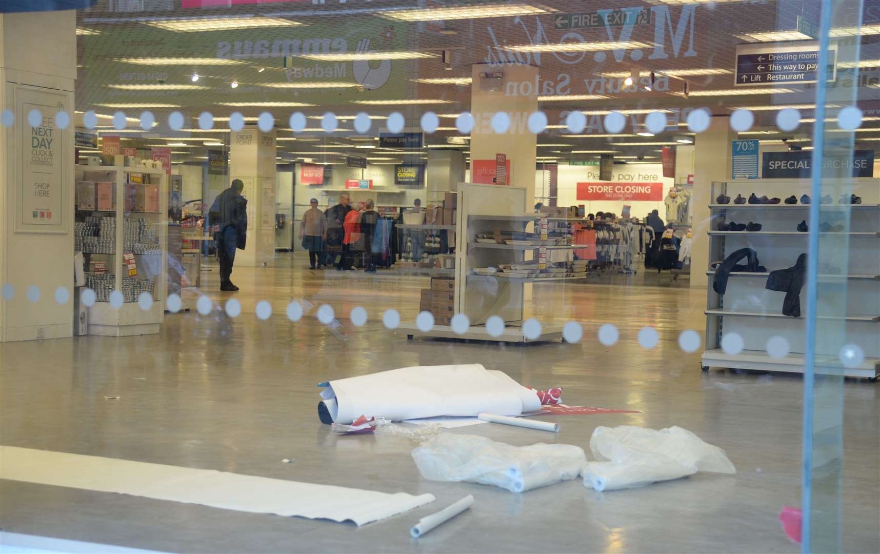 The scene at the Debenhams store in Chatham which closed at the beginning of the year