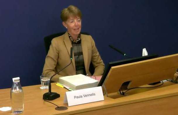 Former Post Office boss Paula Vennells on her second day of giving evidence to the inquiry in London. Photo: Post Office Horizon IT Inquiry/PA