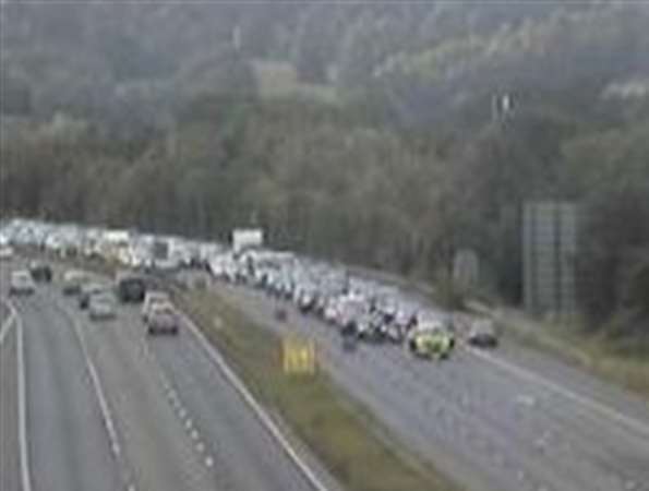 Traffic was held on the A2 following a crash involving a motorcyclist near Dartford Heath. Photo: National Highways