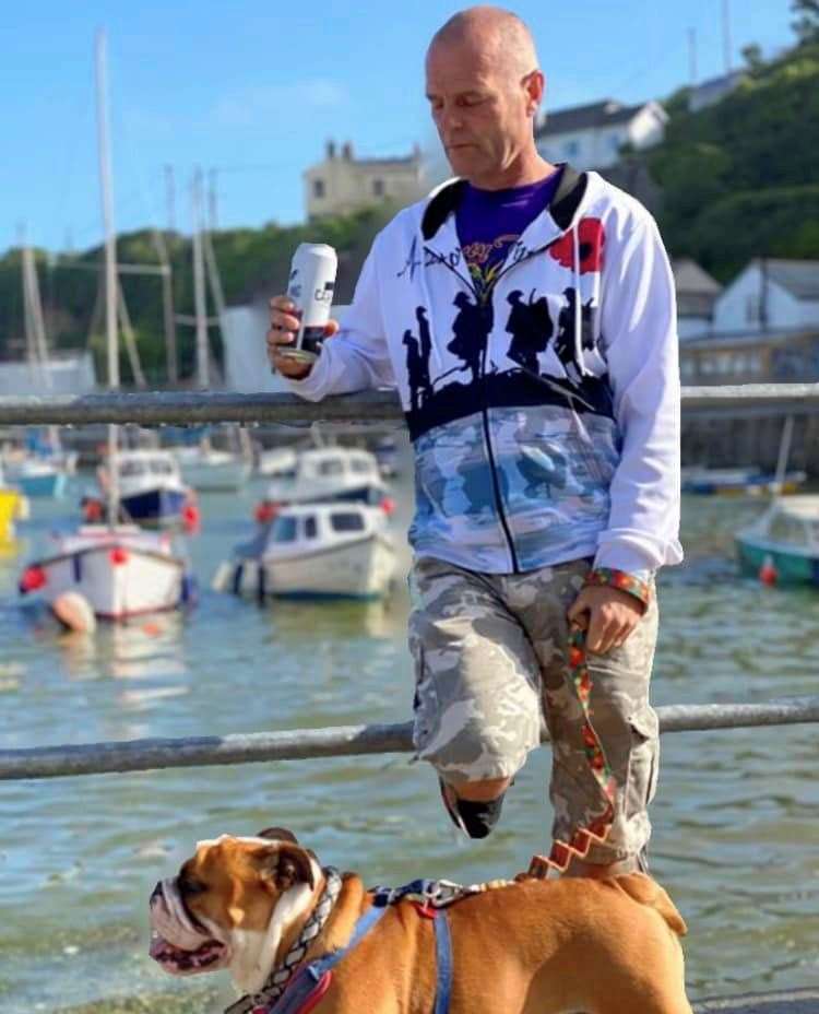 David Brand pictured here with one of his other dogs, a British bulldog