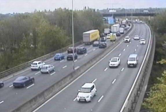 There are delays on the M25 after a reported accident. Picture: National Highways