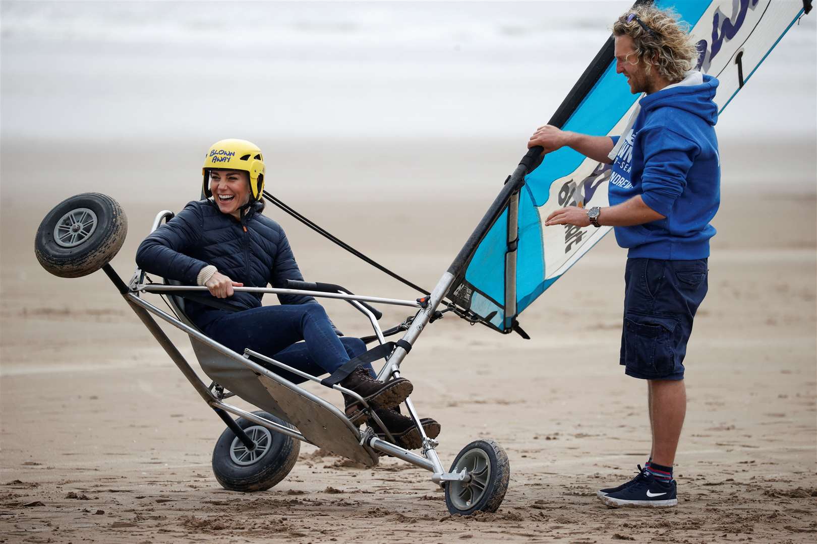 Kate was shown how far a buggy could tip (Phil Noble/PA)