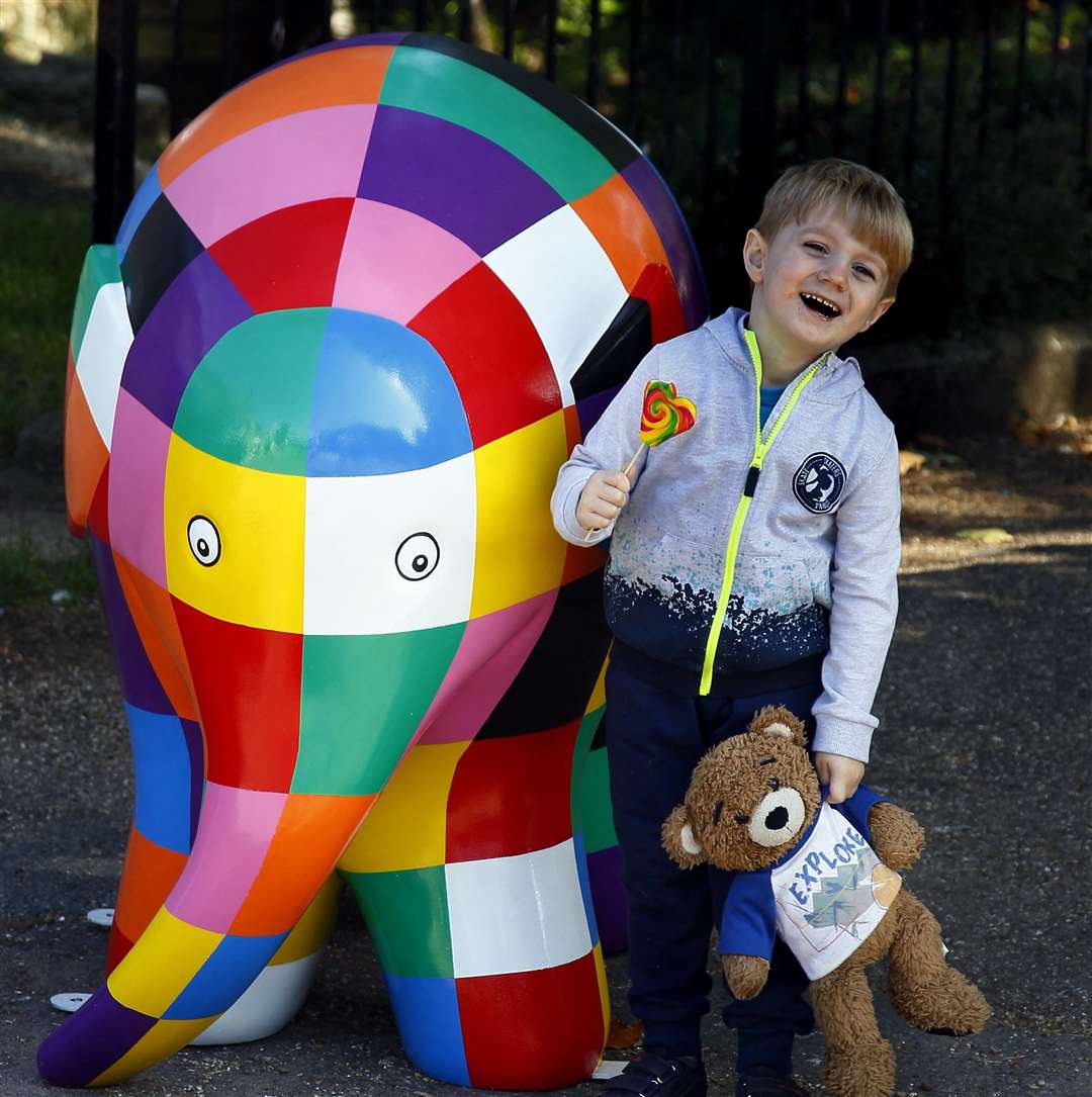 The trail has got people of all ages spotting Elmers Picture: Luka Whatling stops to hello to Elmer Picture: Sean Aidan