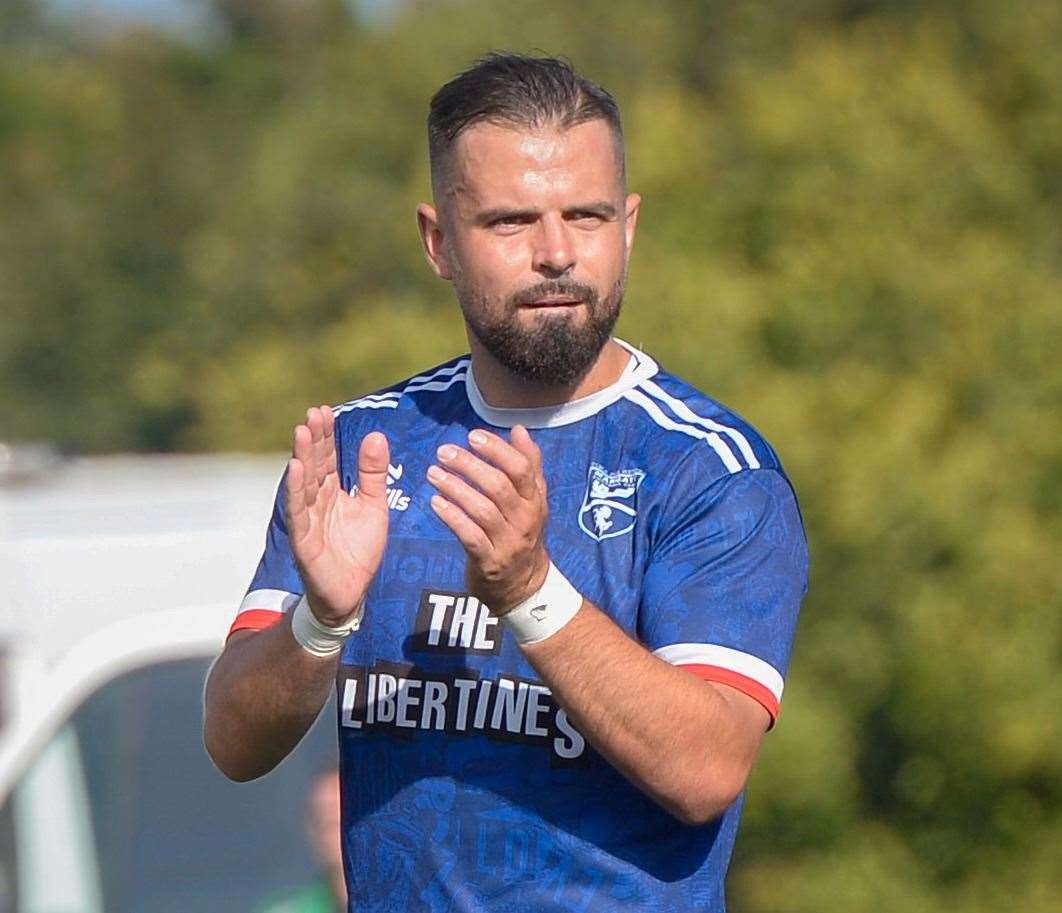 Margate player-manager Ben Greenhalgh scored a hat-trick in a 4-0 win over Loxwood. Picture: Stuart Watson