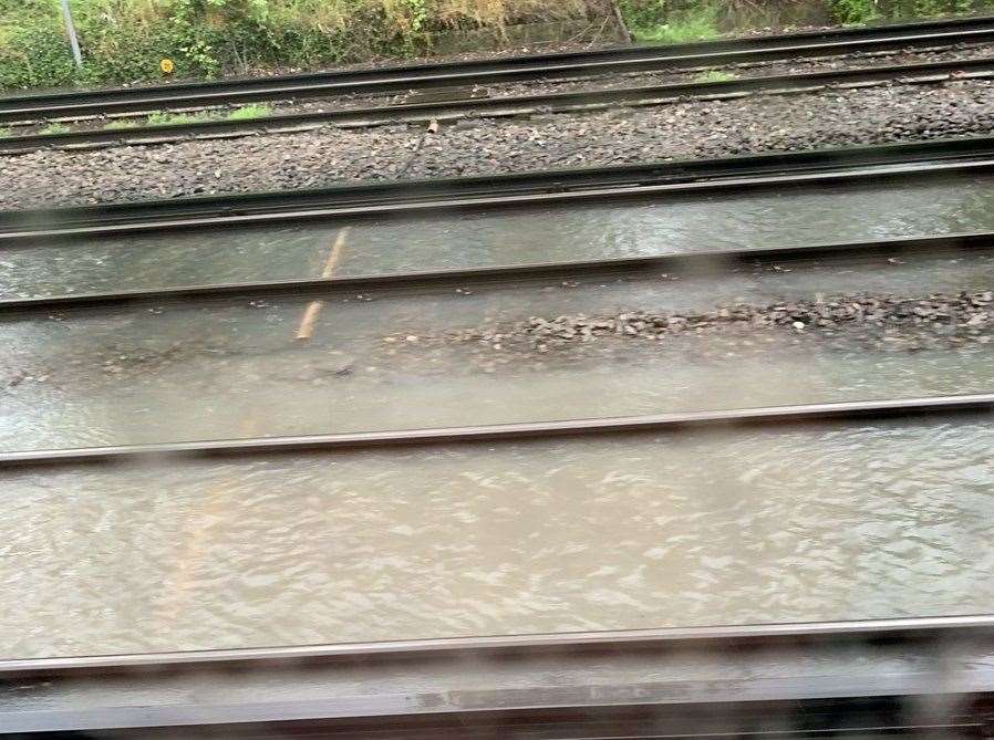 Flooding near Orpington station. Picture: Cam Andrews