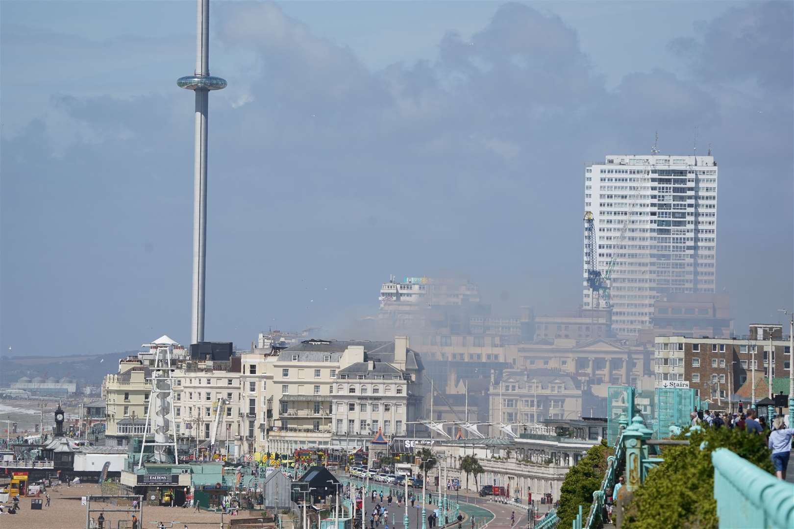 The scene in Brighton after a fire at the Royal Albion Hotel (Gareth Fuller/PA)