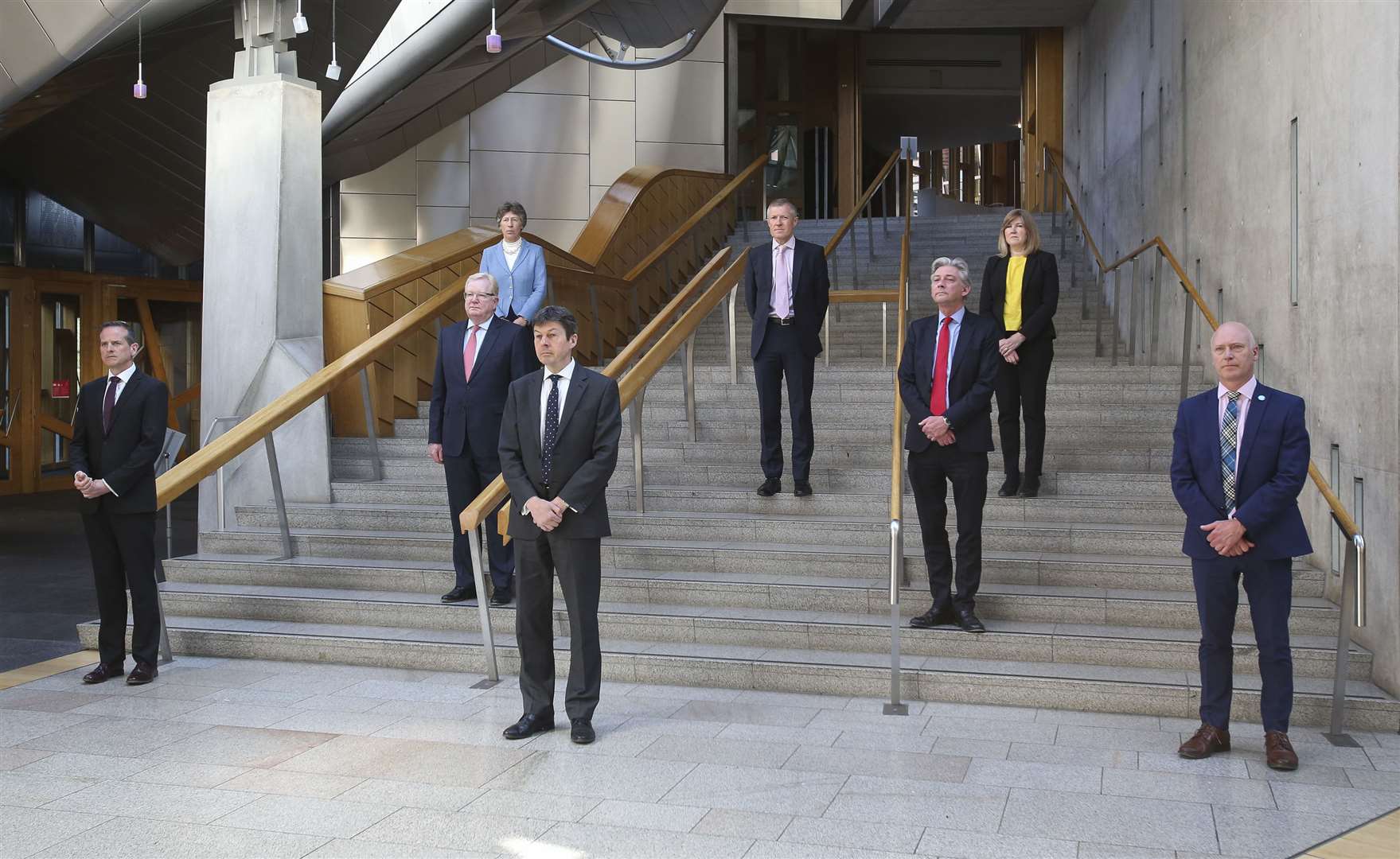 Ken Macintosh MSP Presiding Officer (centre front) with representatives from Scottish parties during a minute’s silence at the Scottish Parliament at Holyrood, Edinburgh (Fraser Bremner/Scottish DailyMail/PA)