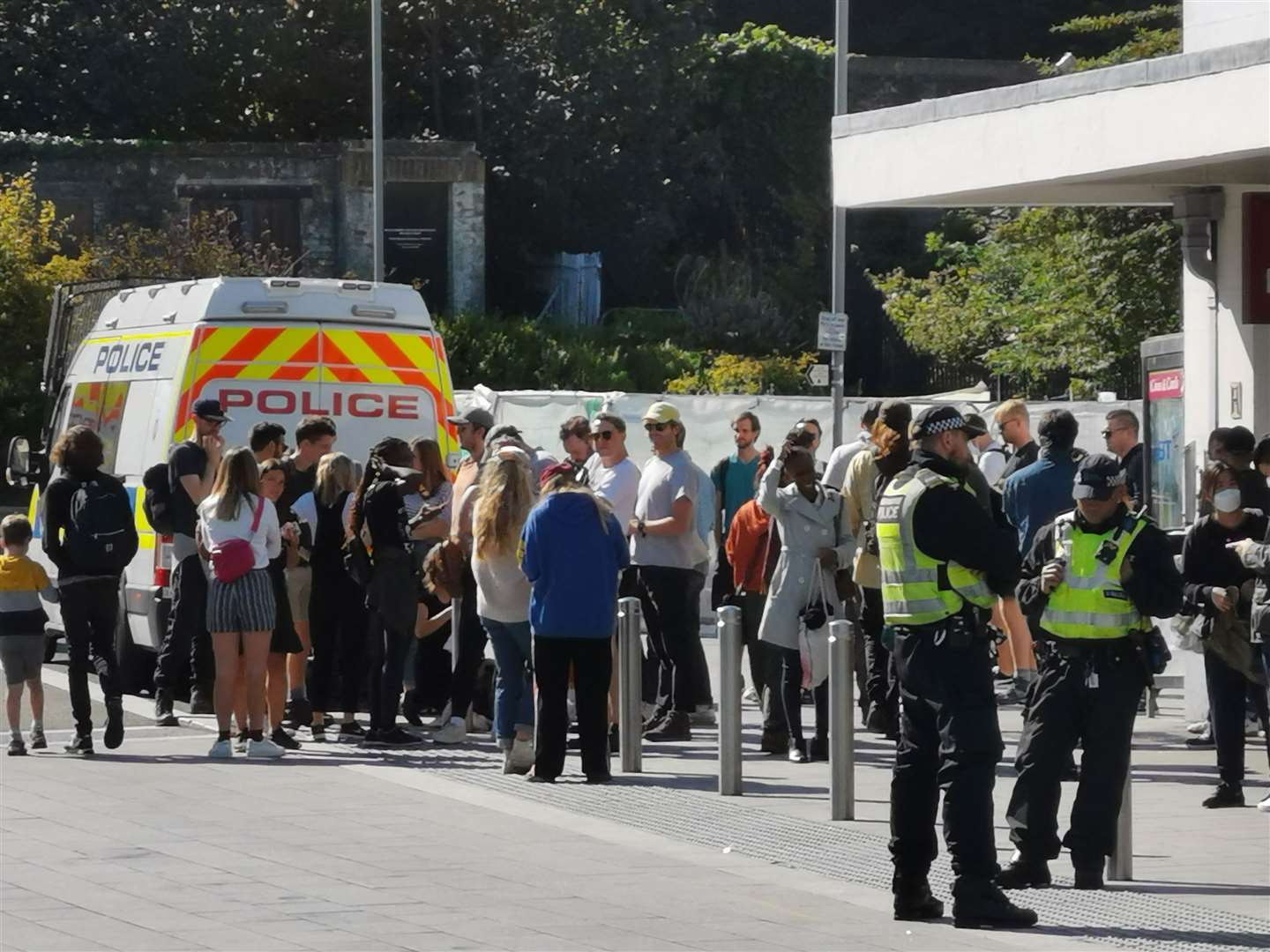 Protestors are gathering in the town as tensions rise. Picture: Oliver Kemp