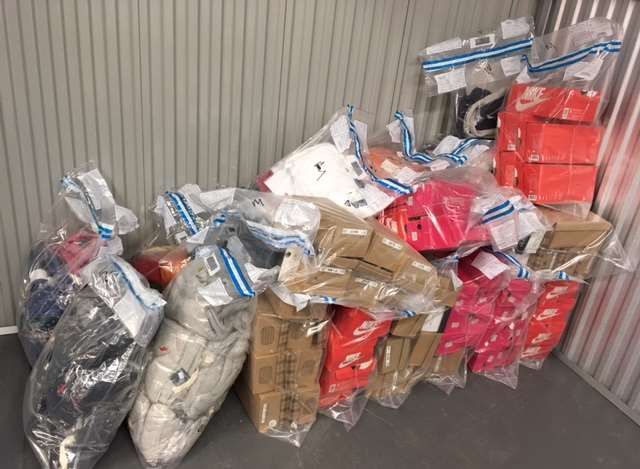 Suspected counterfeit DVDs, including Despicable Me 3, trainers and clothing were confiscated.