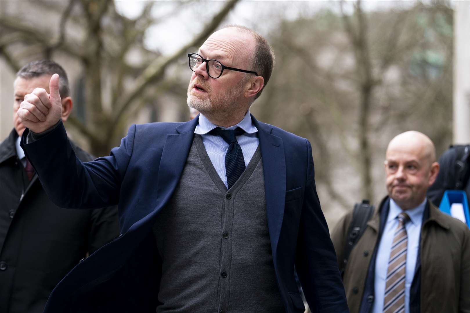 Journalists Trevor Birney (left) and Barry McCaffrey (right) outside the Royal Courts of Justice in London (Jordan Pettitt/PA)