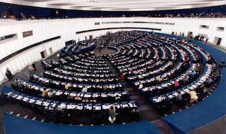 European Parliament in Strasbourg. The other building is in Brussels