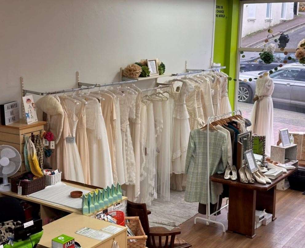 The new bridal section in the shop, which didn't exist before the donations