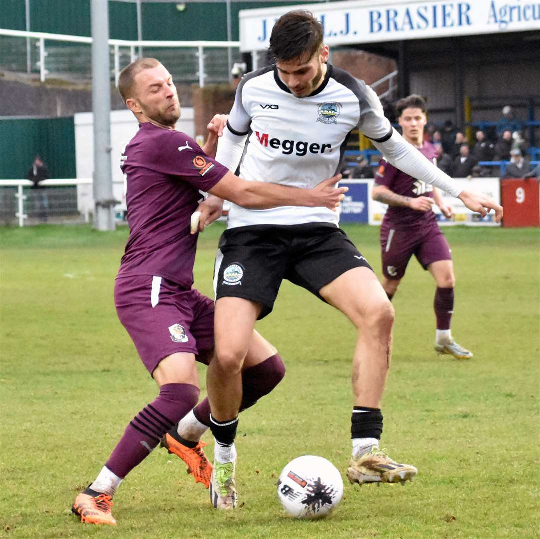 Dover's George Nikaj is set to stay with the club for the 2024/25 campaign. Picture: Randolph File