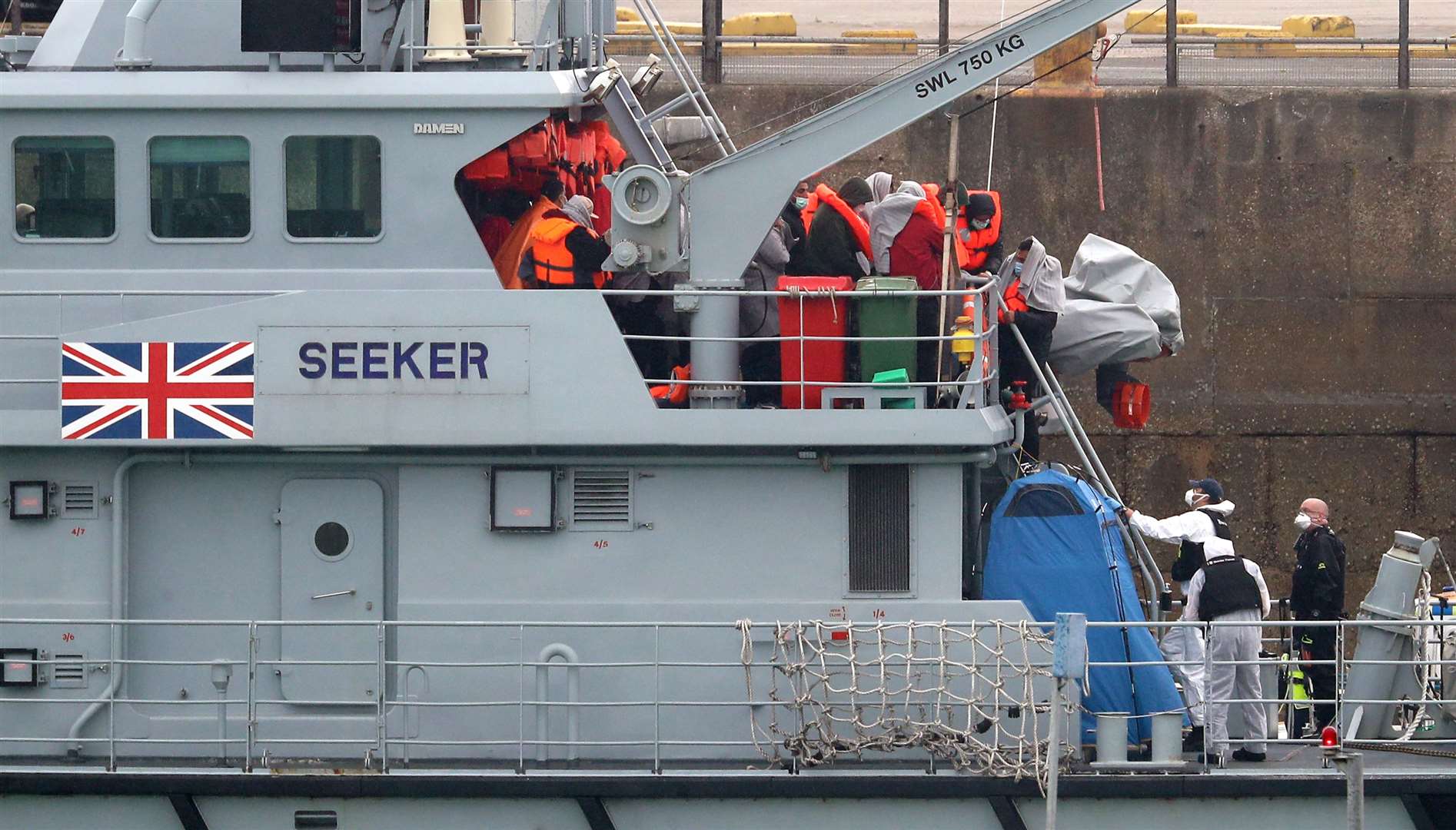 The suspect migrants were taken to the UK for processing by immigration officials (Gareth Fuller/PA)