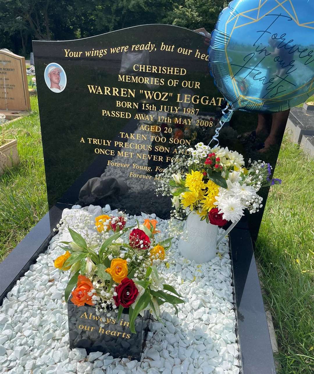 Warren Leggatt's headstone in Herne Bay cemetery