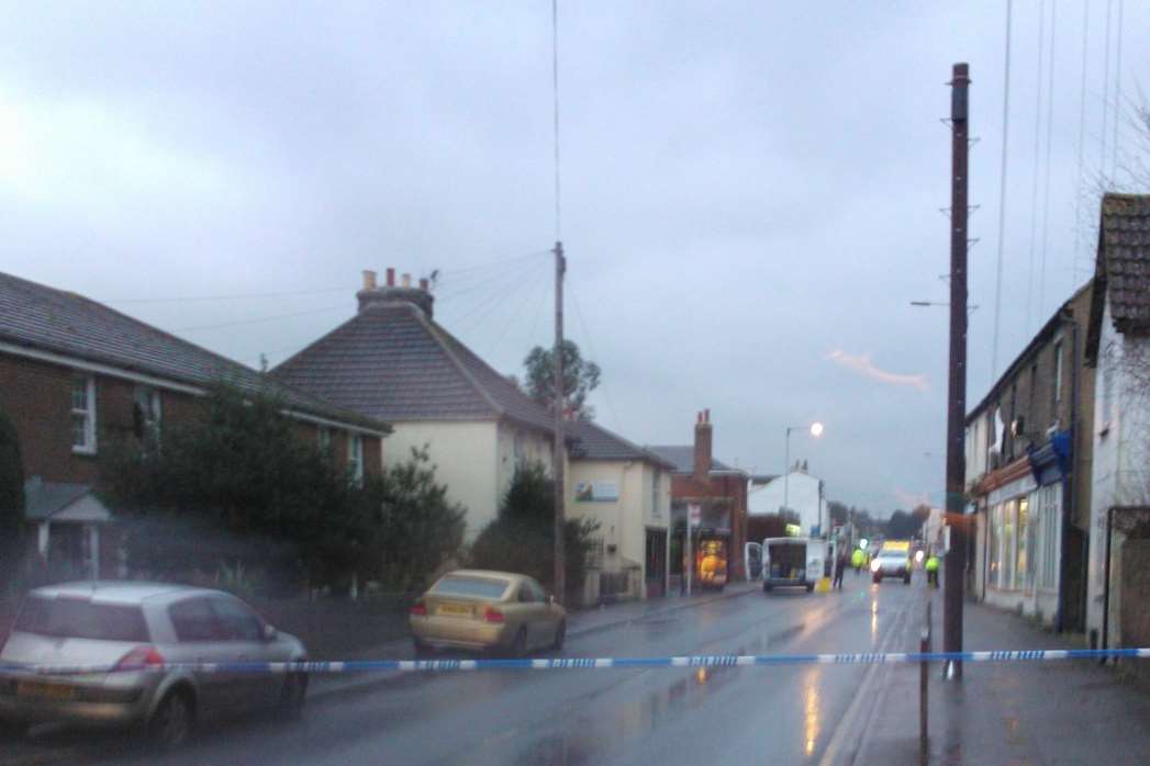 Crash investigators at the scene of the accident in London Road