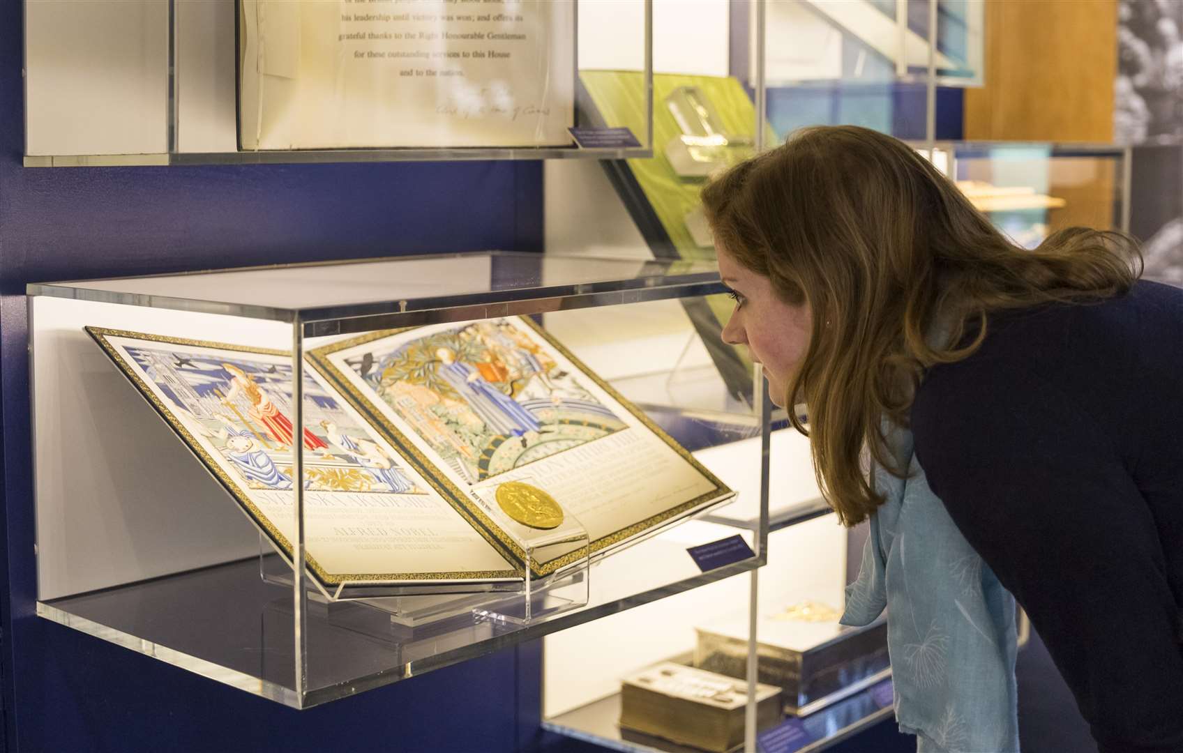 Winston Churchill's Nobel Prize is on display