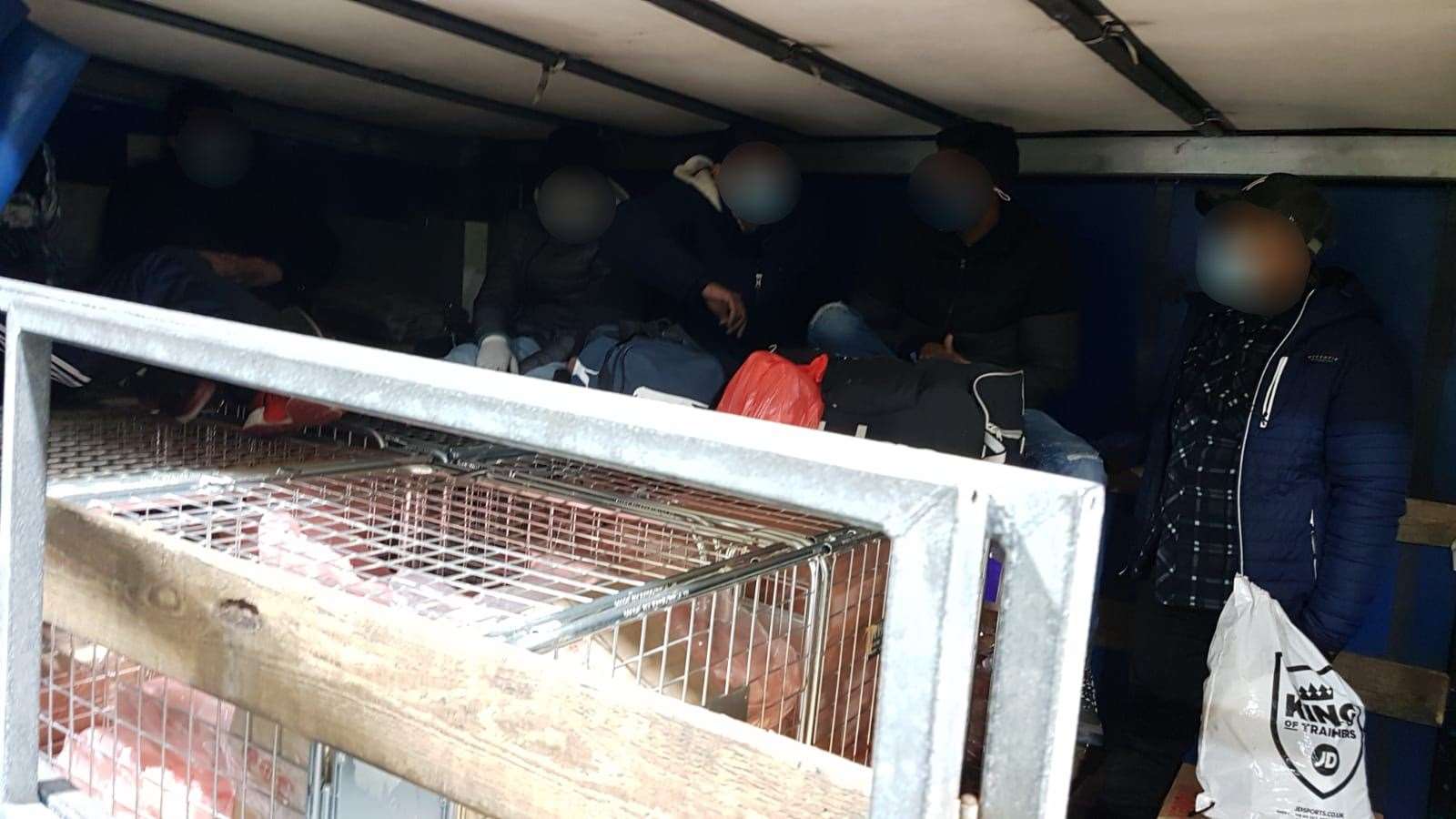 Nine people were found in the lorry