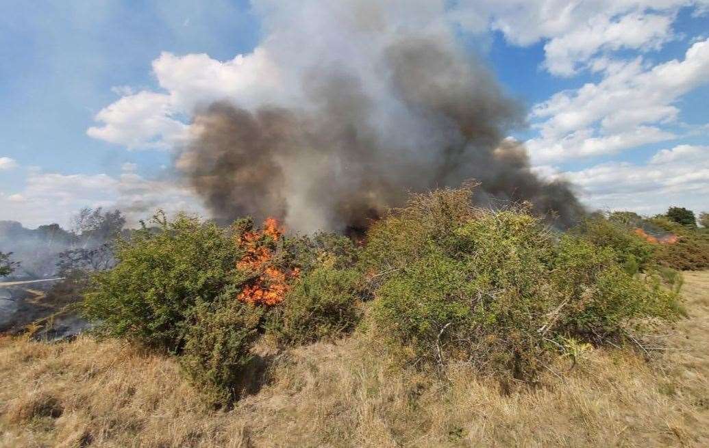 Firefighters tackled a huge blaze on Dartford Heath last month Picture: Kent Police Dartford