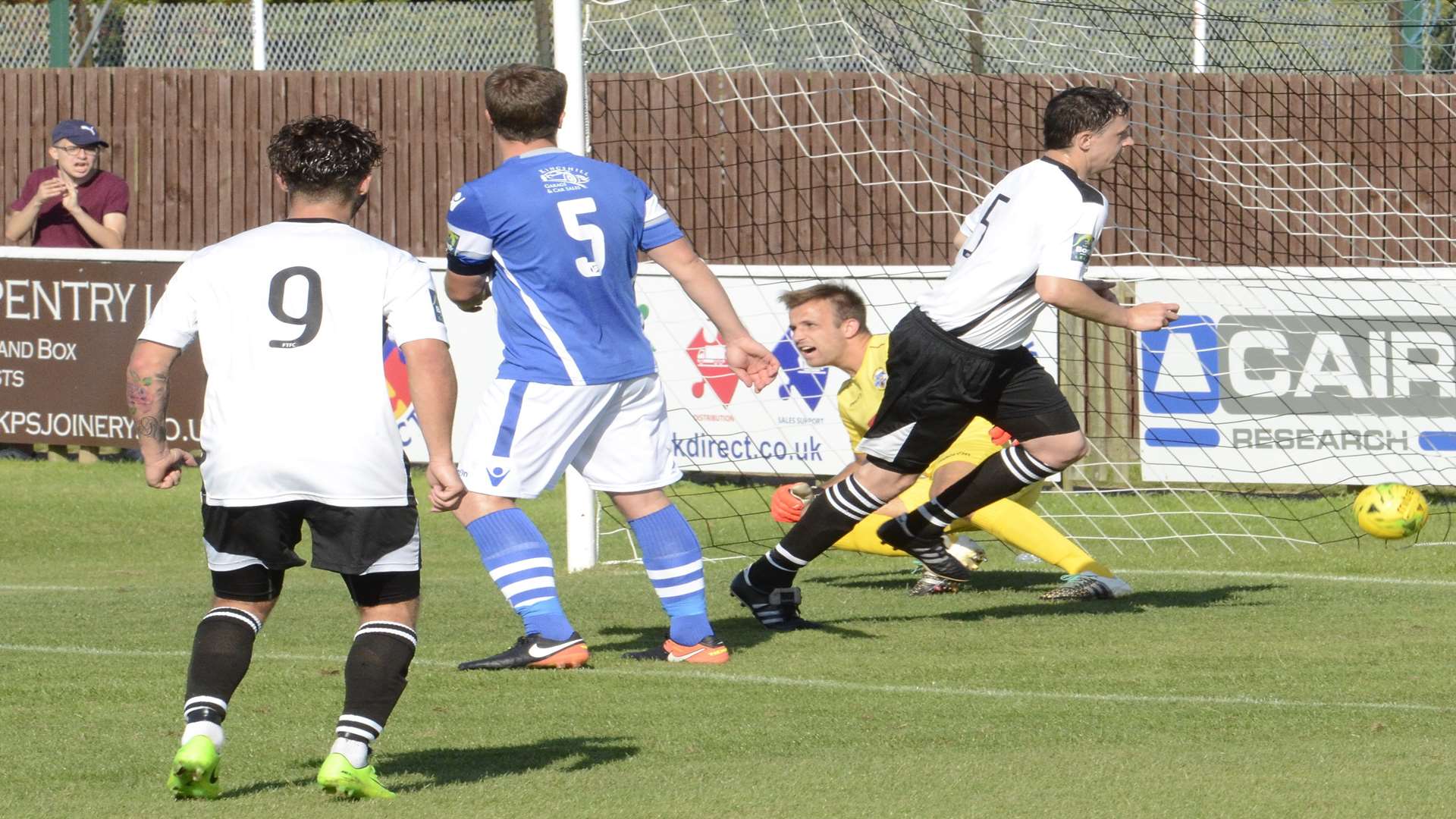 Matt Bourne wheels away after putting Faversham 3-1 ahead on Saturday. Picture: Chris Davey