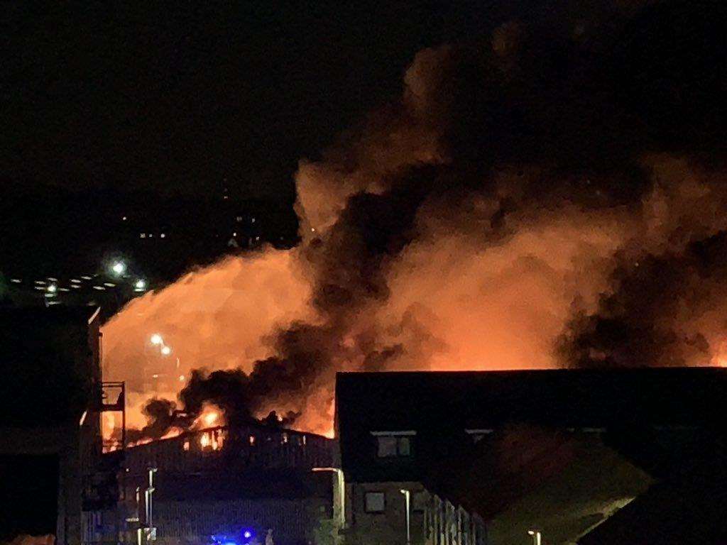 The warehouse fire on Riverside Industrial Estate in Dartford. Picture: @chrispiela